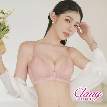 【Clany可蘭霓】夢幻花語 抗菌石墨烯集中包覆軟鋼圈BCD罩杯爆乳性感內衣 柔霧粉 8059-32♒20C001